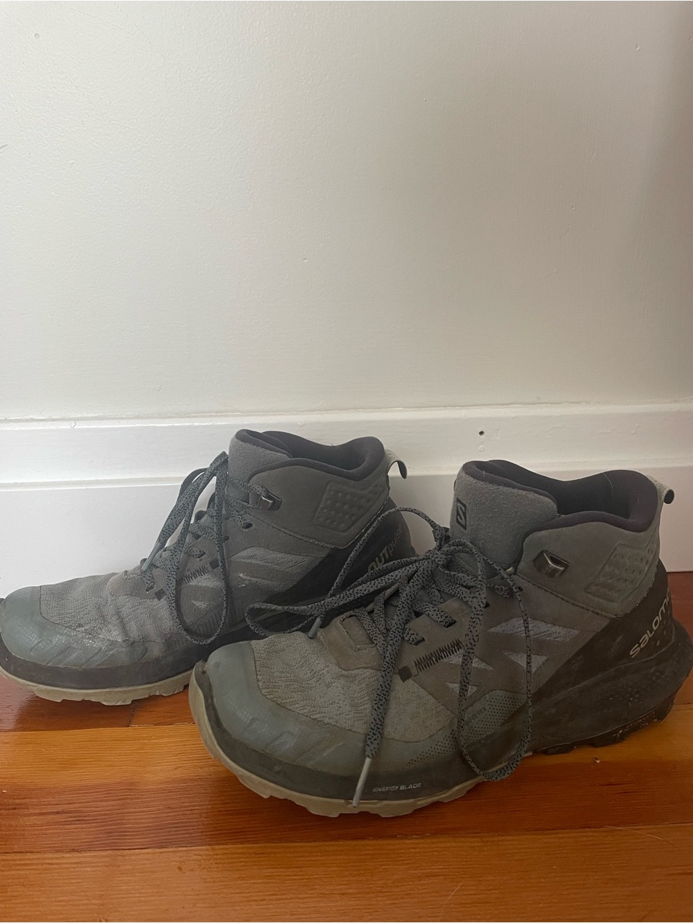 Salomon Grey and blue light trail Hiking Shoes